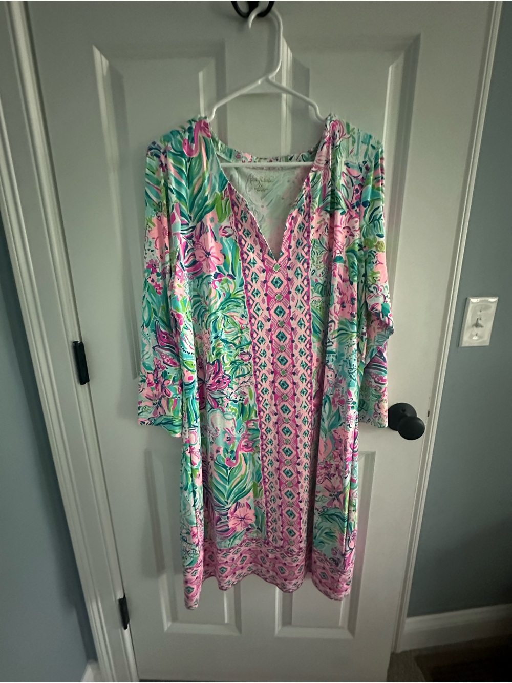 Lilly Pulitzer Pink & Teal Floral Long Sleeve Dress